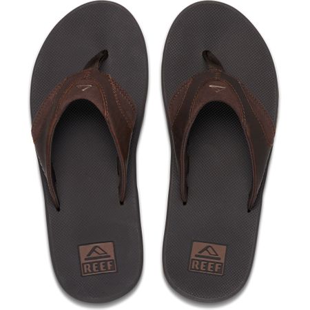 Mens reef leather fanning best sale flip flops