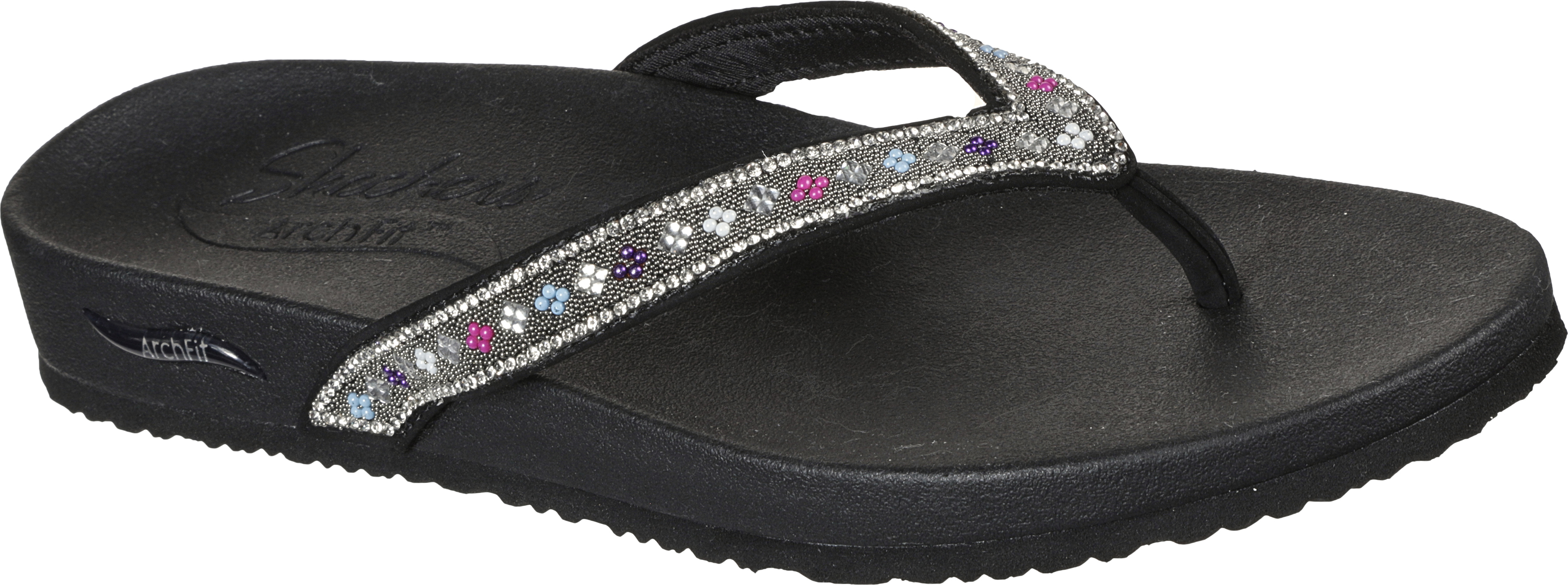 black sketcher flip flops