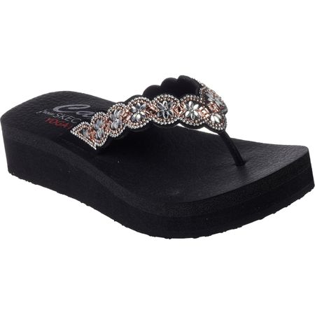 Skechers Vinyasa Happy Spring Toe Post Wedge Sandals UK Stock