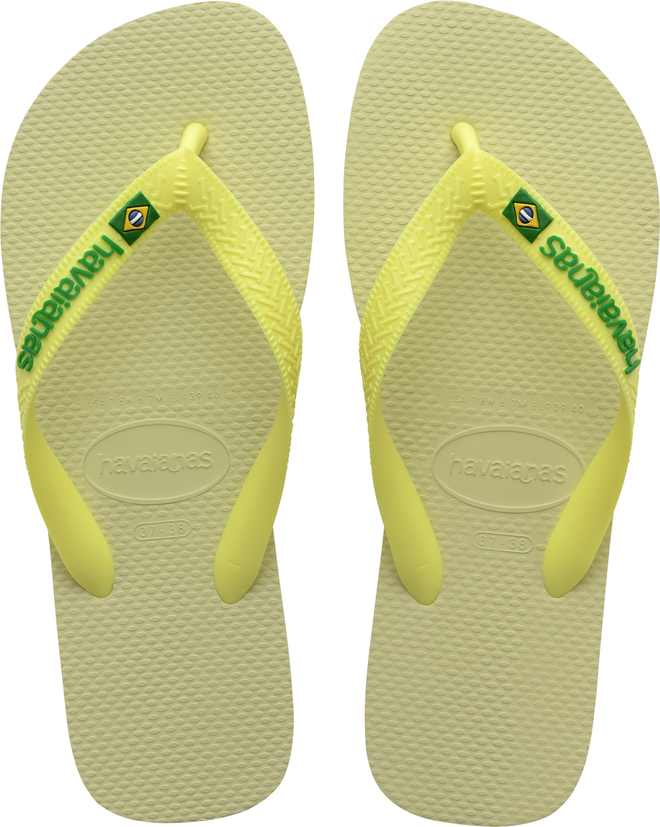 Havaianas Lime Green Brazil Logo size 9/10