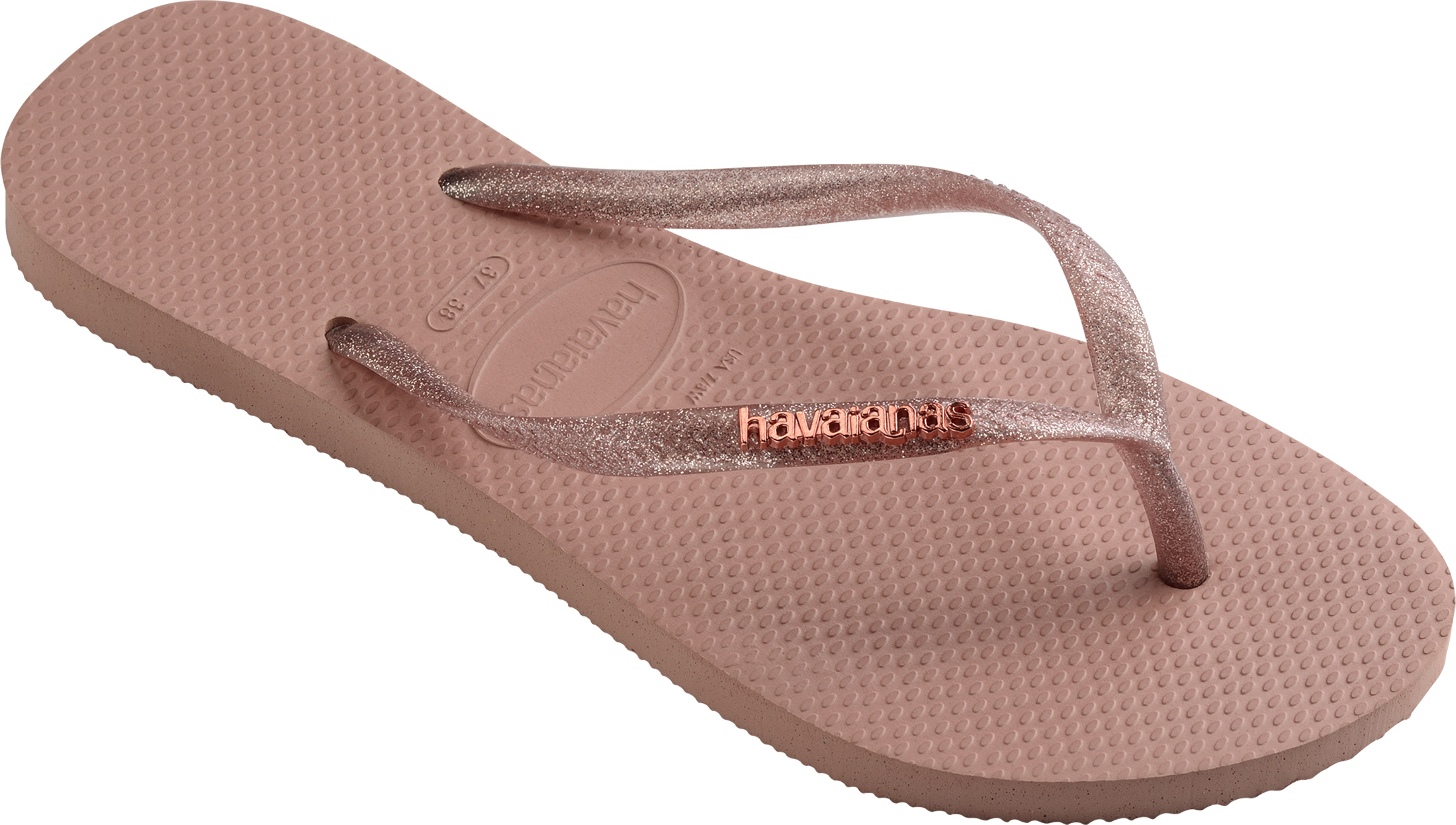 Havaianas slim logo hot sale metallic black gold