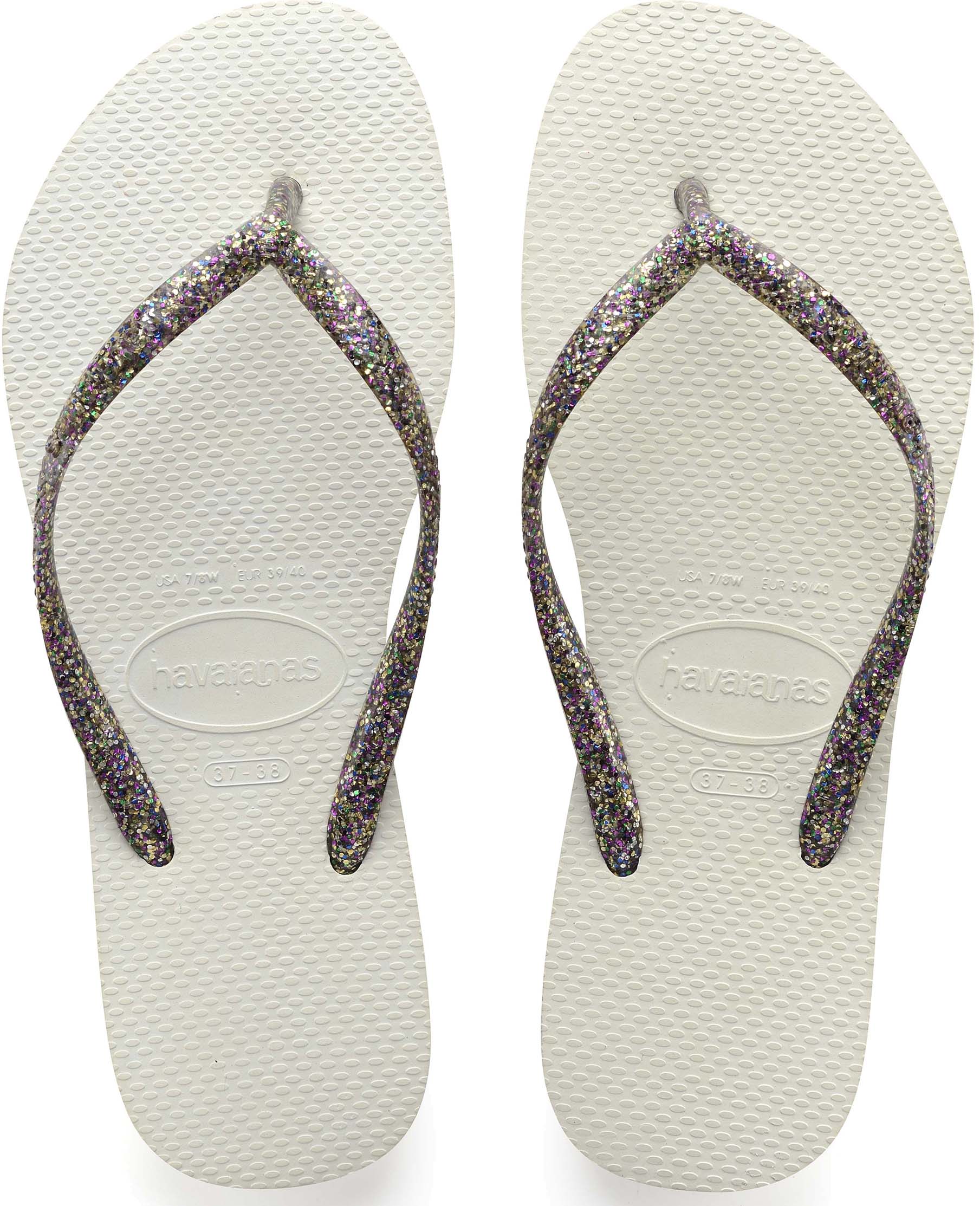 Silver havaiana 2024 flip flops