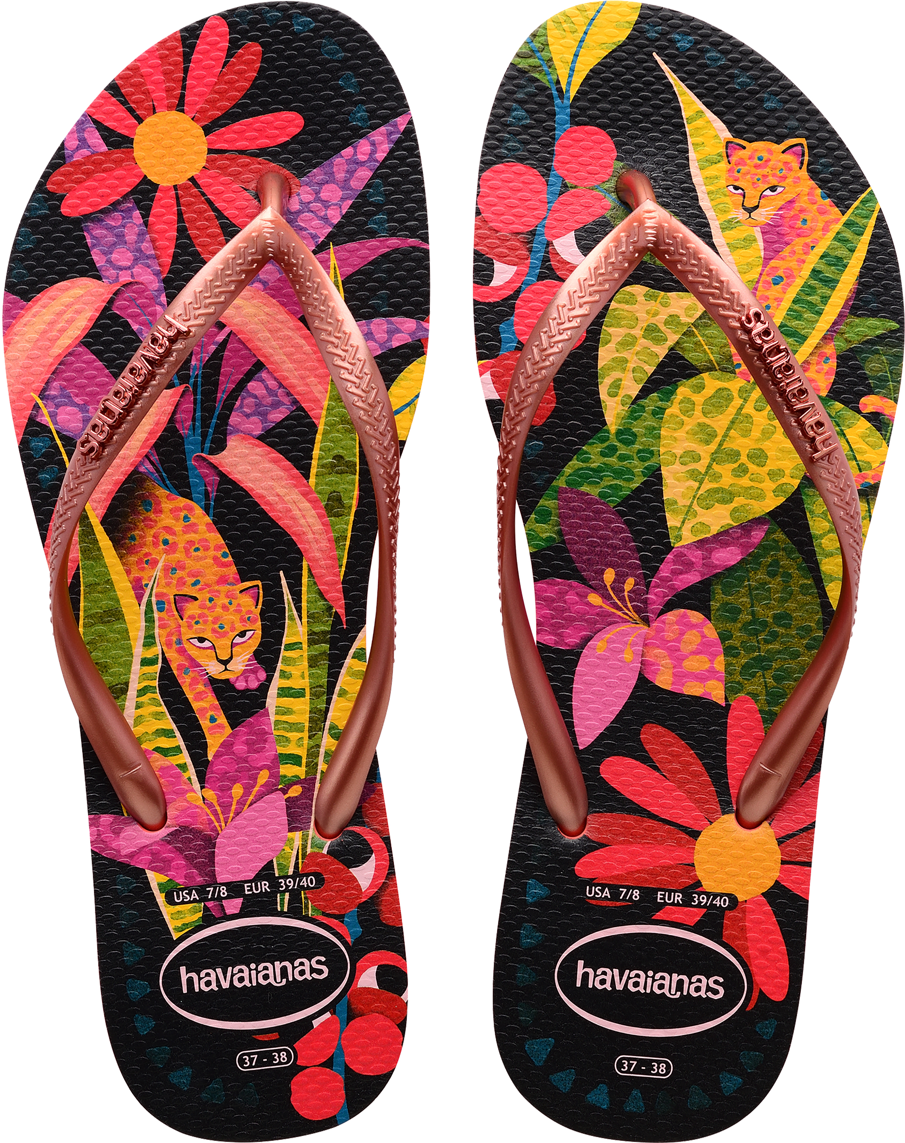 Havaianas Slim metallic rainbow flip flops in multi