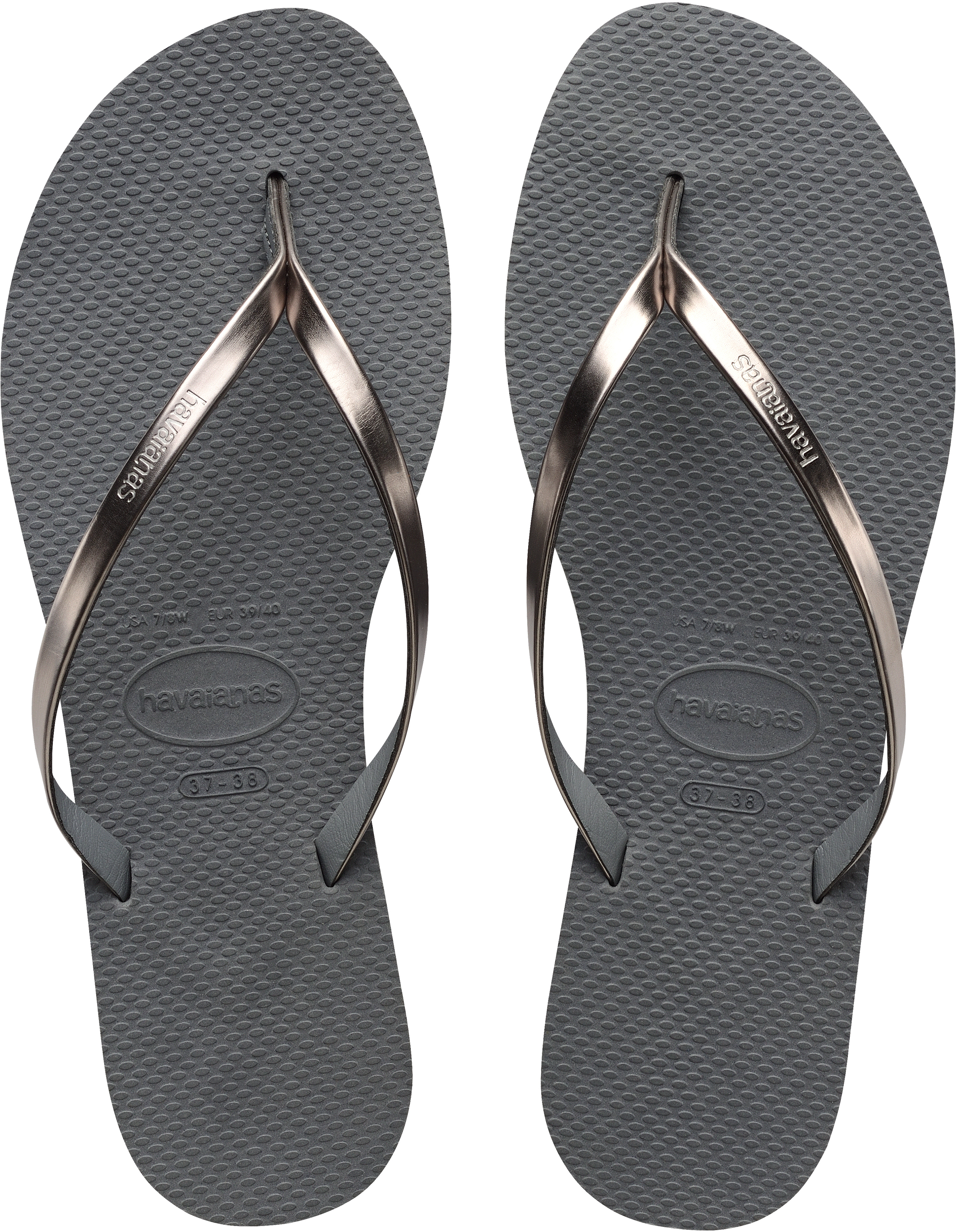 Havaianas Flip Flops Slim Logo METALLIC Silver Grey White Burgundy