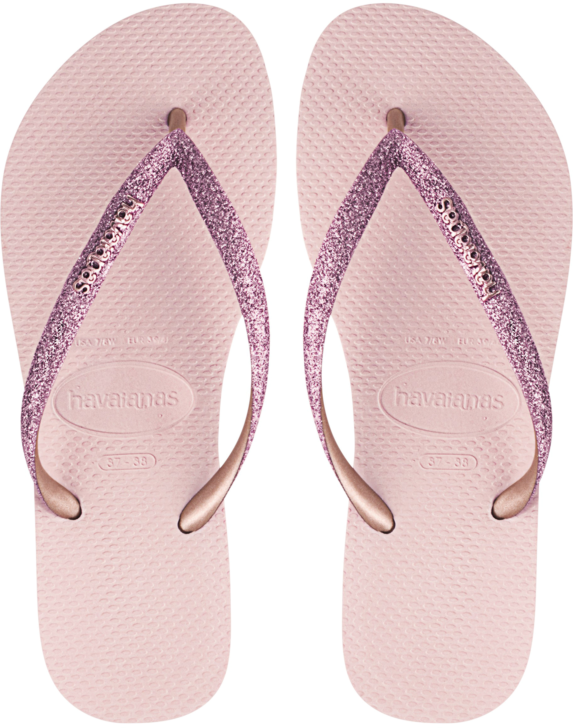 Havaianas slim glitter flip deals flops in rose gold