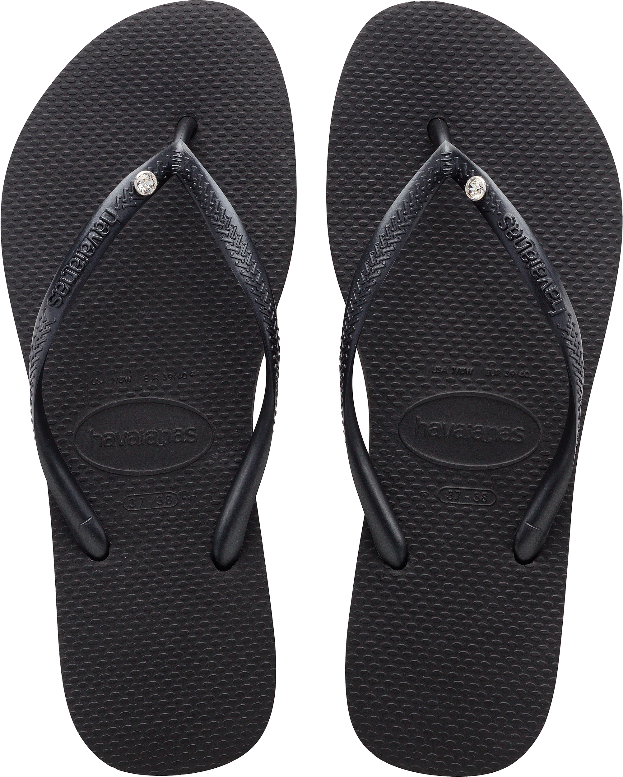 Havaianas Black Slim Crystal Glamour SW size 6 7