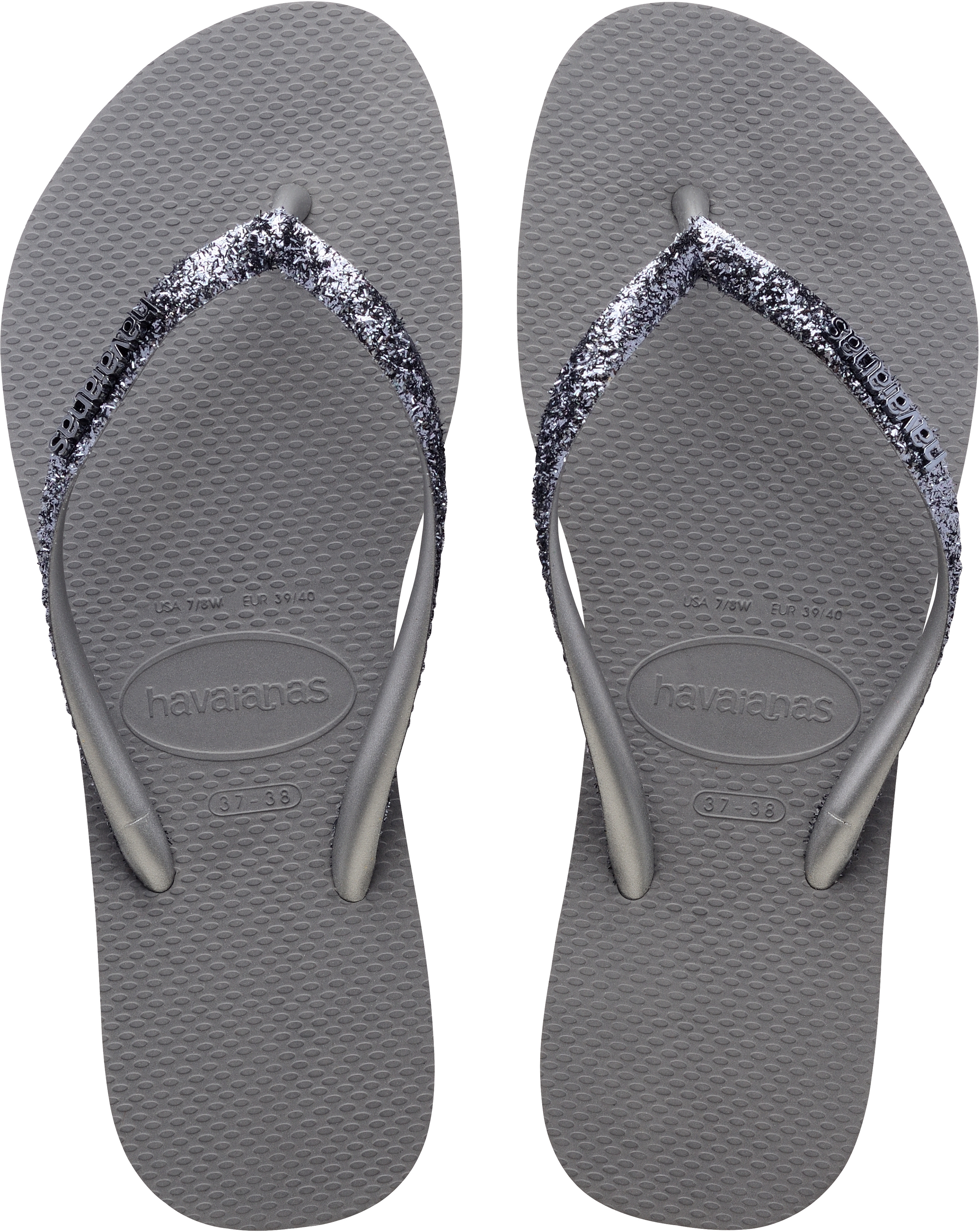 Havaianas Flip Flops Slim Logo METALLIC Silver Grey White Burgundy