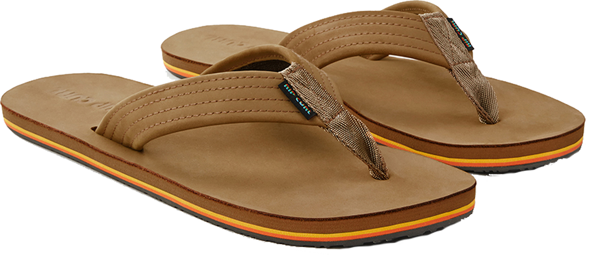 RIP CURL MENS FLIP FLOPS.NEW P-LOW FAUX LEATHER BROWN THONGS SANDALS 9S GE2 9 
